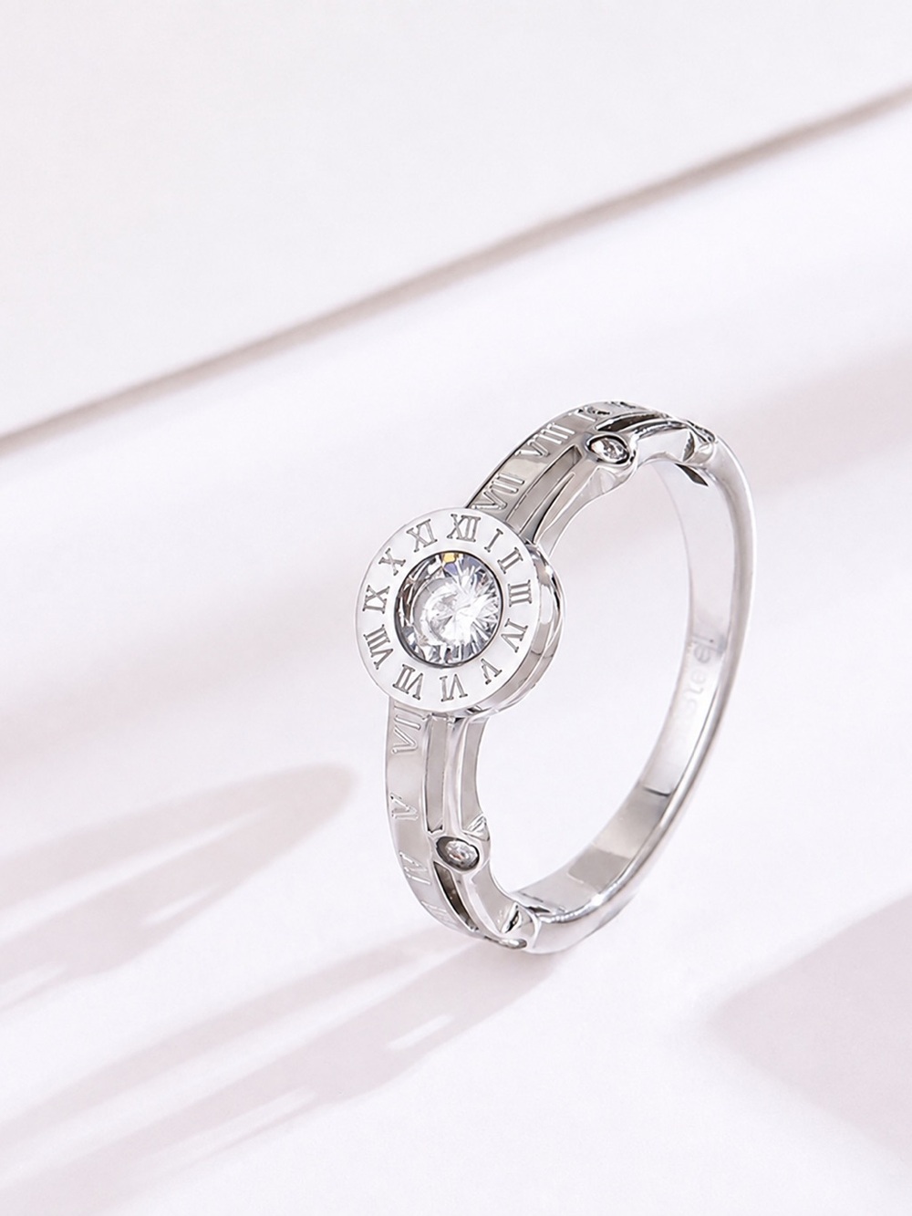 Silver Roman Numeral Crystal Accent Ring - Picture 4 of 4